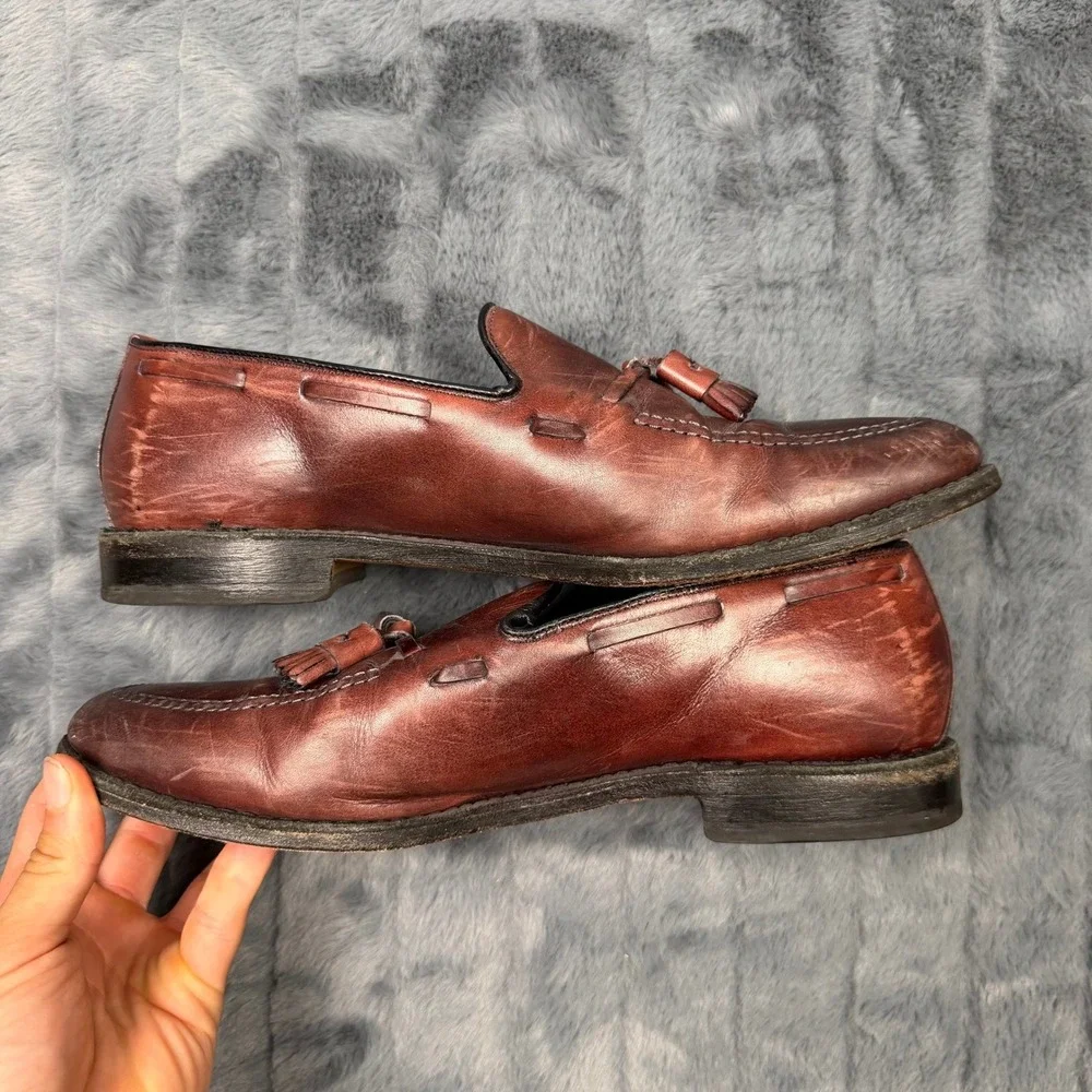 Allen Edmonds Grayson Tassel Loafers Mens 10.5 D Burgundy Leather Dress Shoes
